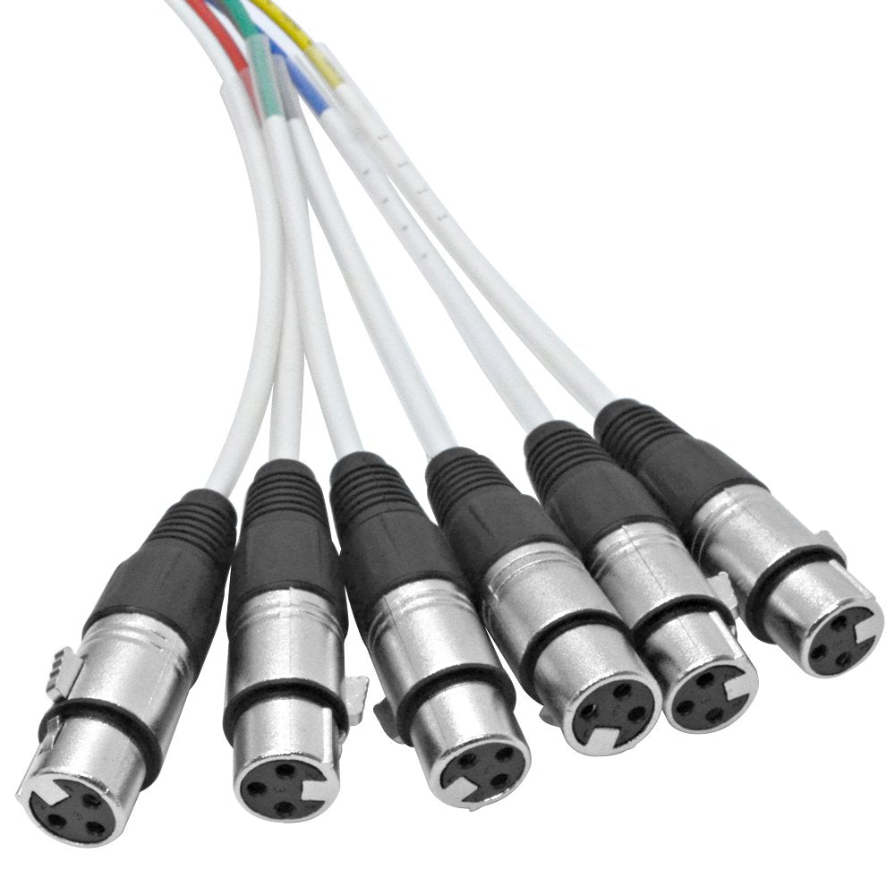 6 Channel XLR Colored Snake Cable 10 Feet Pack of 2 G200078
