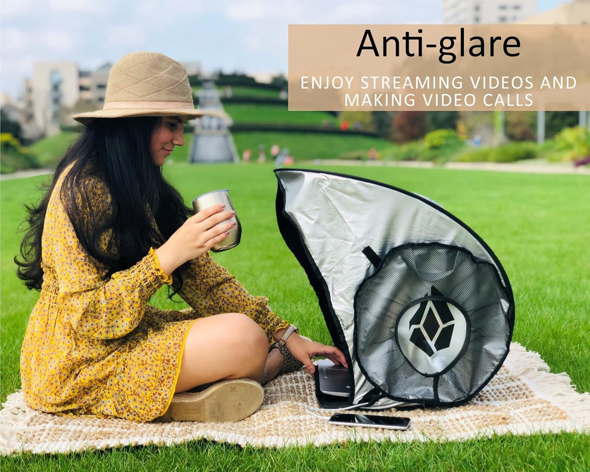 Laptop Sun Shade, Anti-Glare, Fits up to 17" Device, Foldable, with Microfiber Screen Cleaning Cloth Pack of 2 F2993