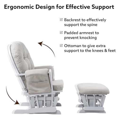 White Gray Reclining Glider Rocker with Ottoman A62523