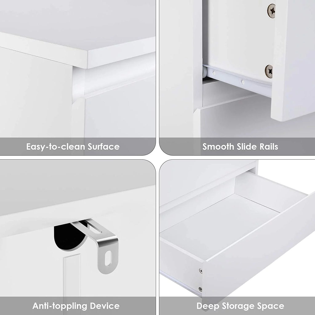 White 5 Drawer Wood Dresser C15410
