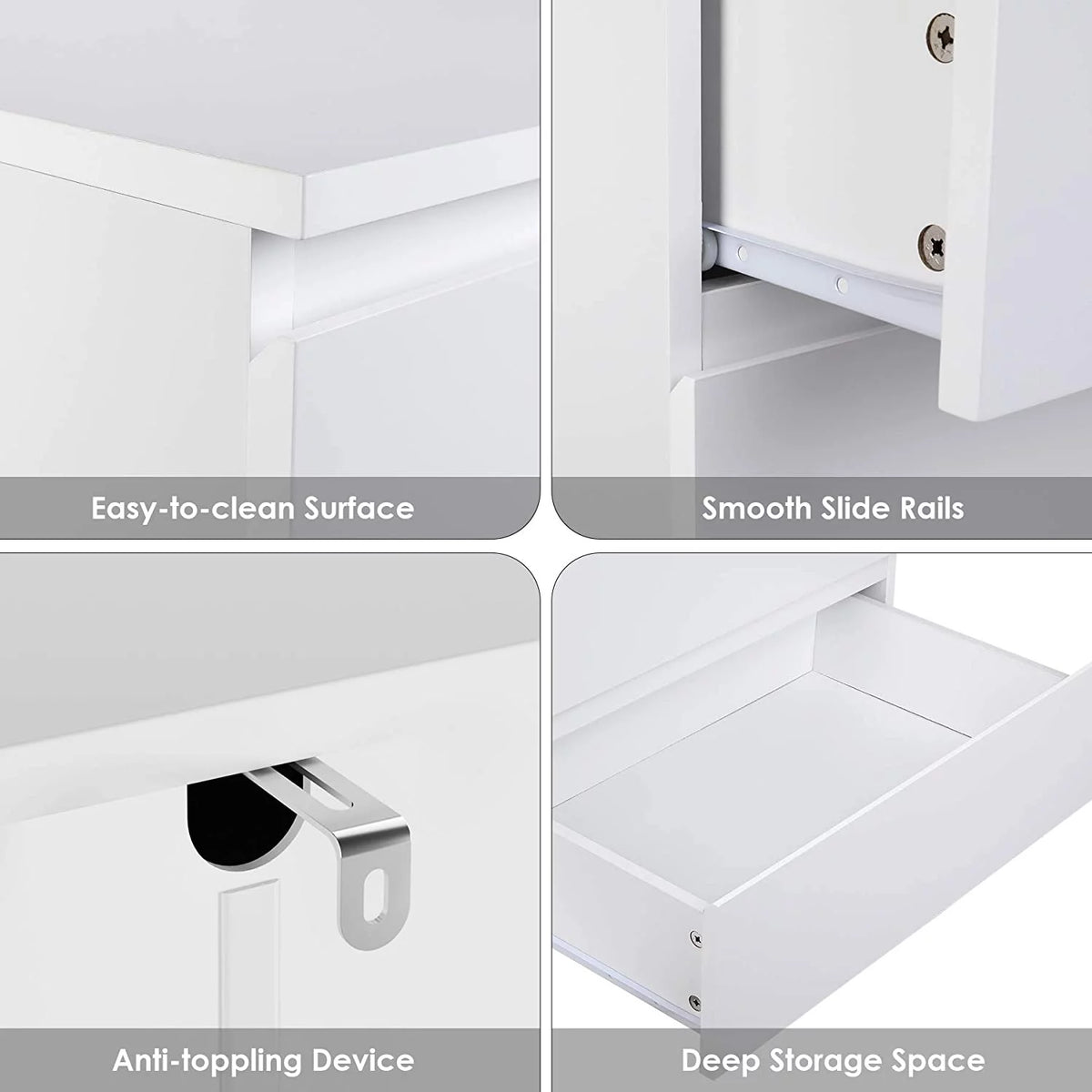 White 5 Drawer Wood Dresser C15410