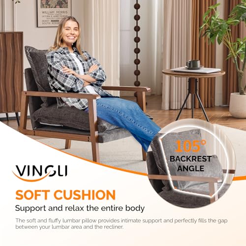 Gray-Blue Accent Armchair with Lumbar Pillow I933593