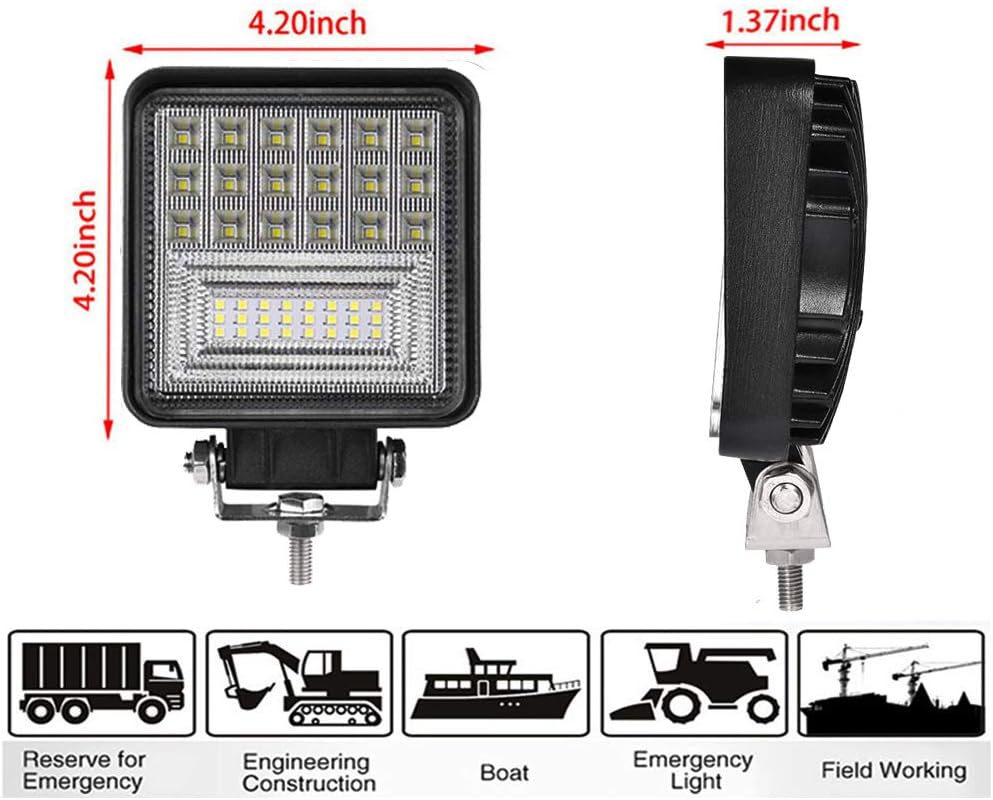 4 inch 126W Square LED Work Light (20 Pack) B377