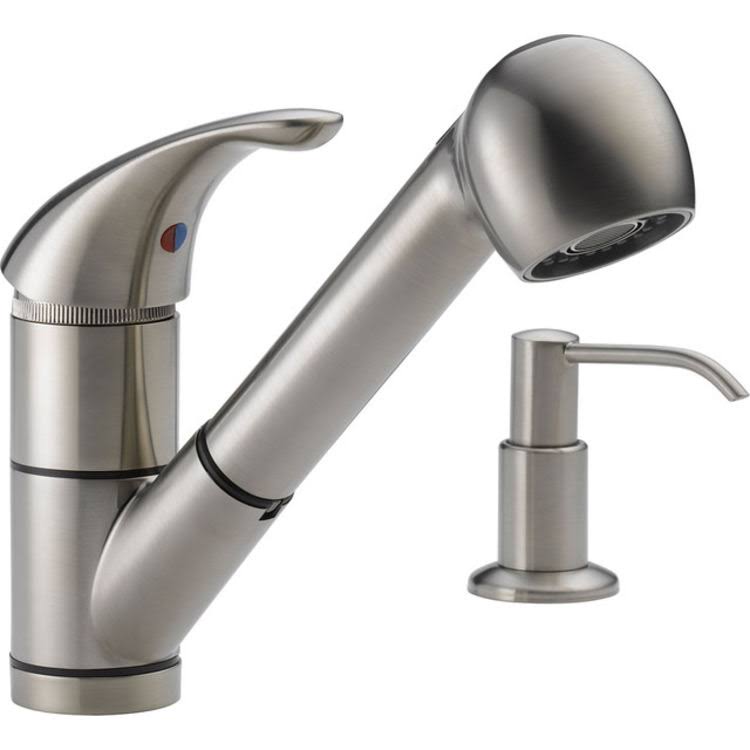 Single-Handle Pull-Out Kitchen Faucet with Soap Dispenser N46258