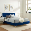 Navy Channel Tufted Performance Velvet King Platform Bed T7395