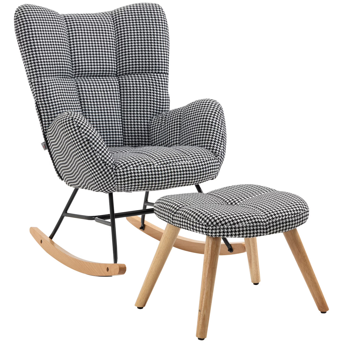 Upholstered Wingback Glider Rocker with Ottoman Set P779403