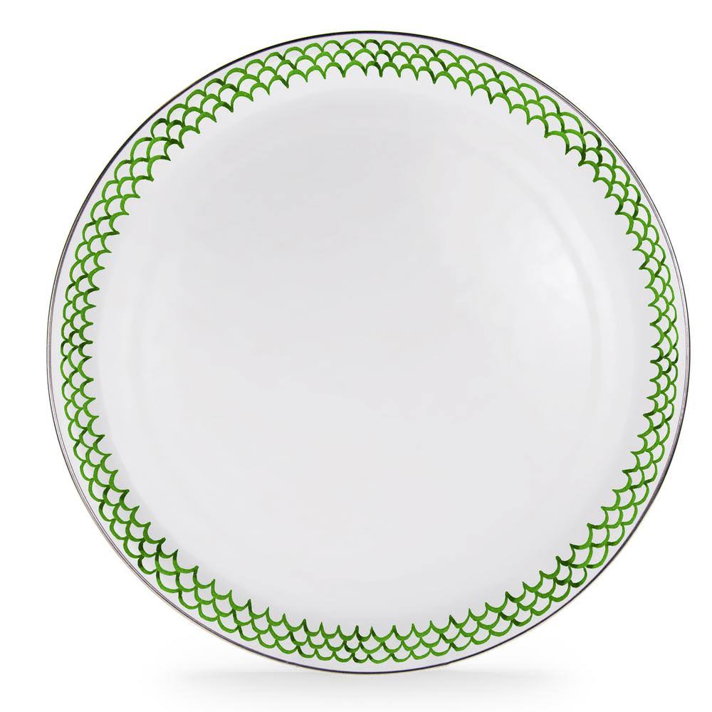 Green Scallops Enamelware Serving Tray A474