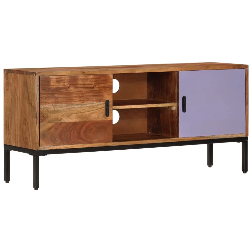 Honey Brown and Gray Solid Wood Acacia TV Stand A783