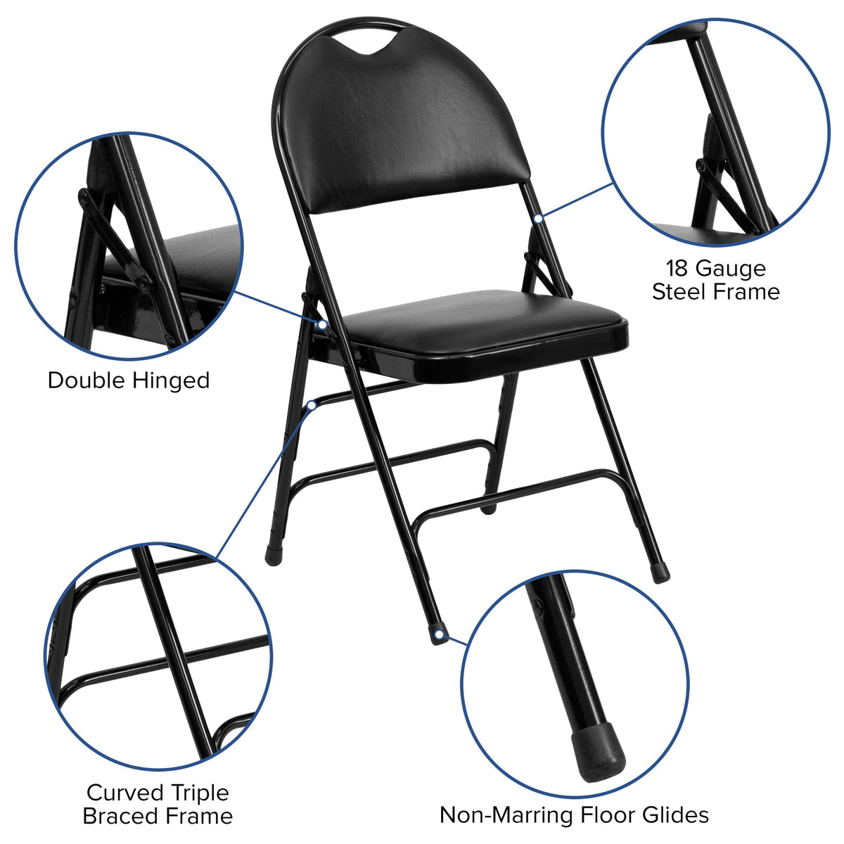 4 Pack Extra Large Triple Braced Folding Chair Gray Vinyl C367128
