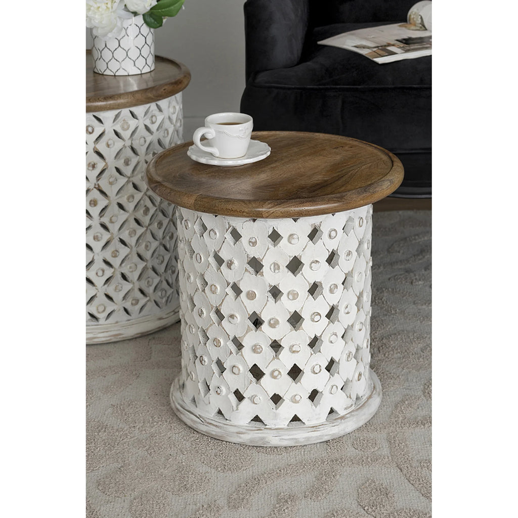 White and Brown Wooden Side Tables 2ct R7833