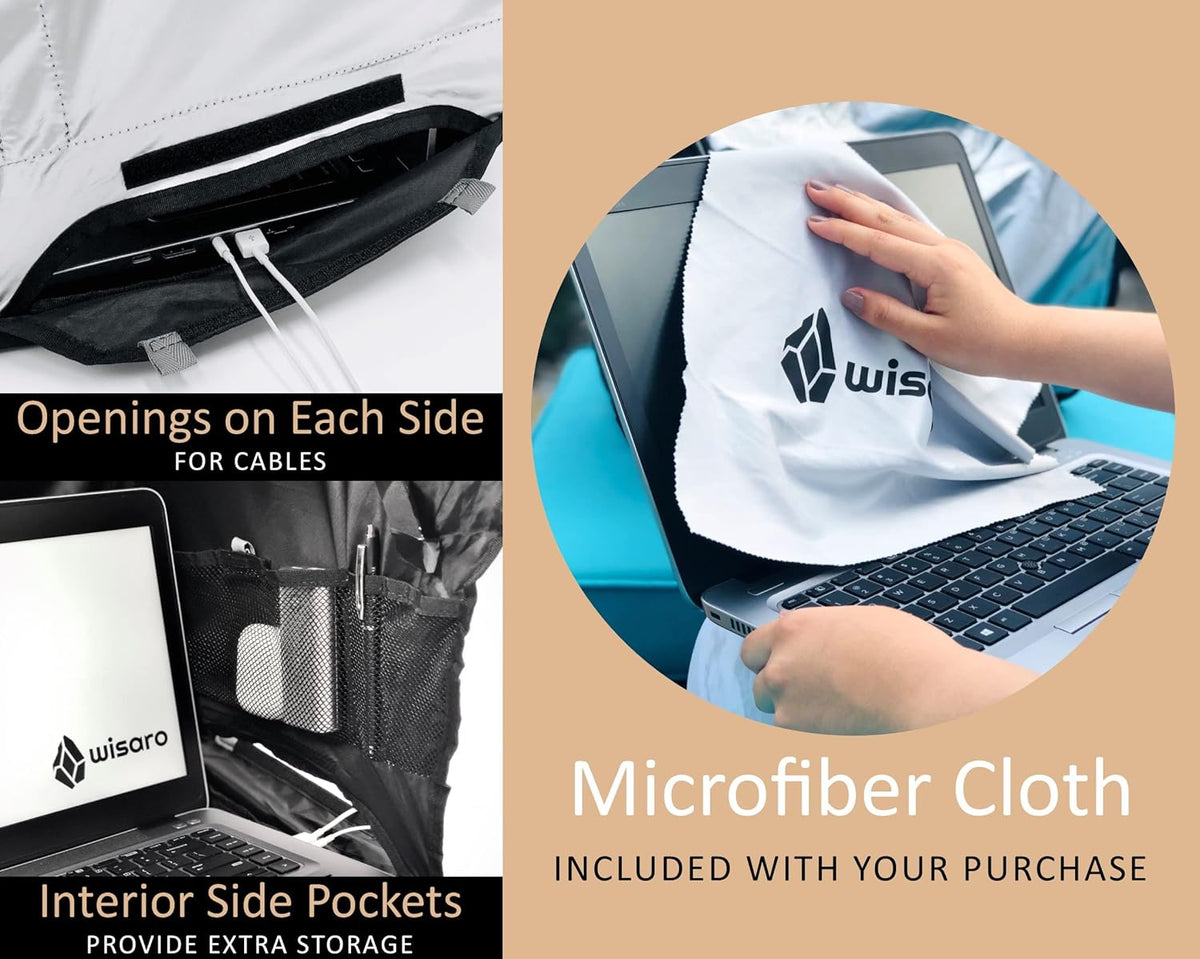 Laptop Sun Shade, Anti-Glare, Fits up to 17" Device, Foldable, with Microfiber Screen Cleaning Cloth Pack of 2 F2993