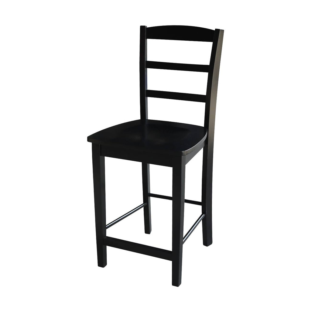 Round Pedestal Gathering Height Table with 2 Counter Height Stools, Black C326737