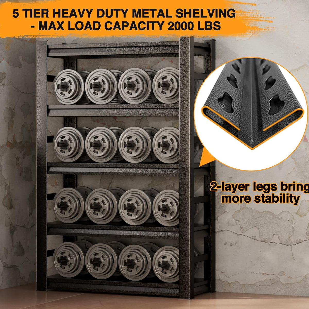 5 Tier Adjustable Metal Garage Shelving 31.5" W X 15.7" D X 63" H I8004