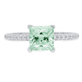 14k White Gold Princess Cut Green Simulated Diamond Ring Size 9.5 P58307