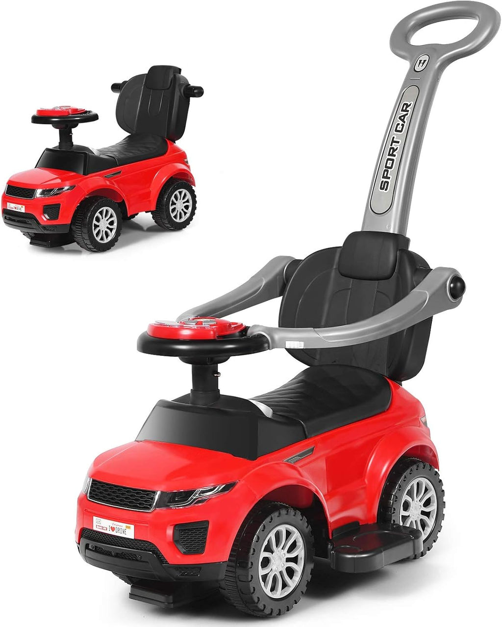 3 in 1 Ride on Push Car with Horn Music Light Pink V908513
