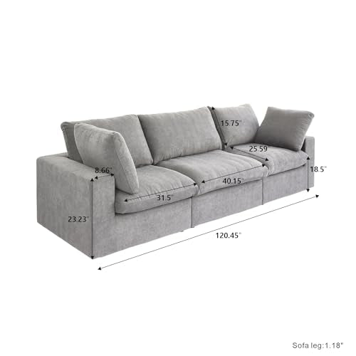 Khaki 6 Seater Oversized Modular Sectional Sofa with Storage Ottomans V978281