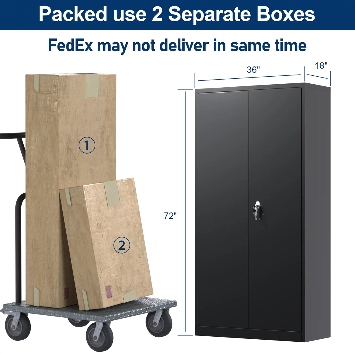 Metal Storage Cabinet with Lock, 4 Adjustable Shelves, 2 Door, Black P84251