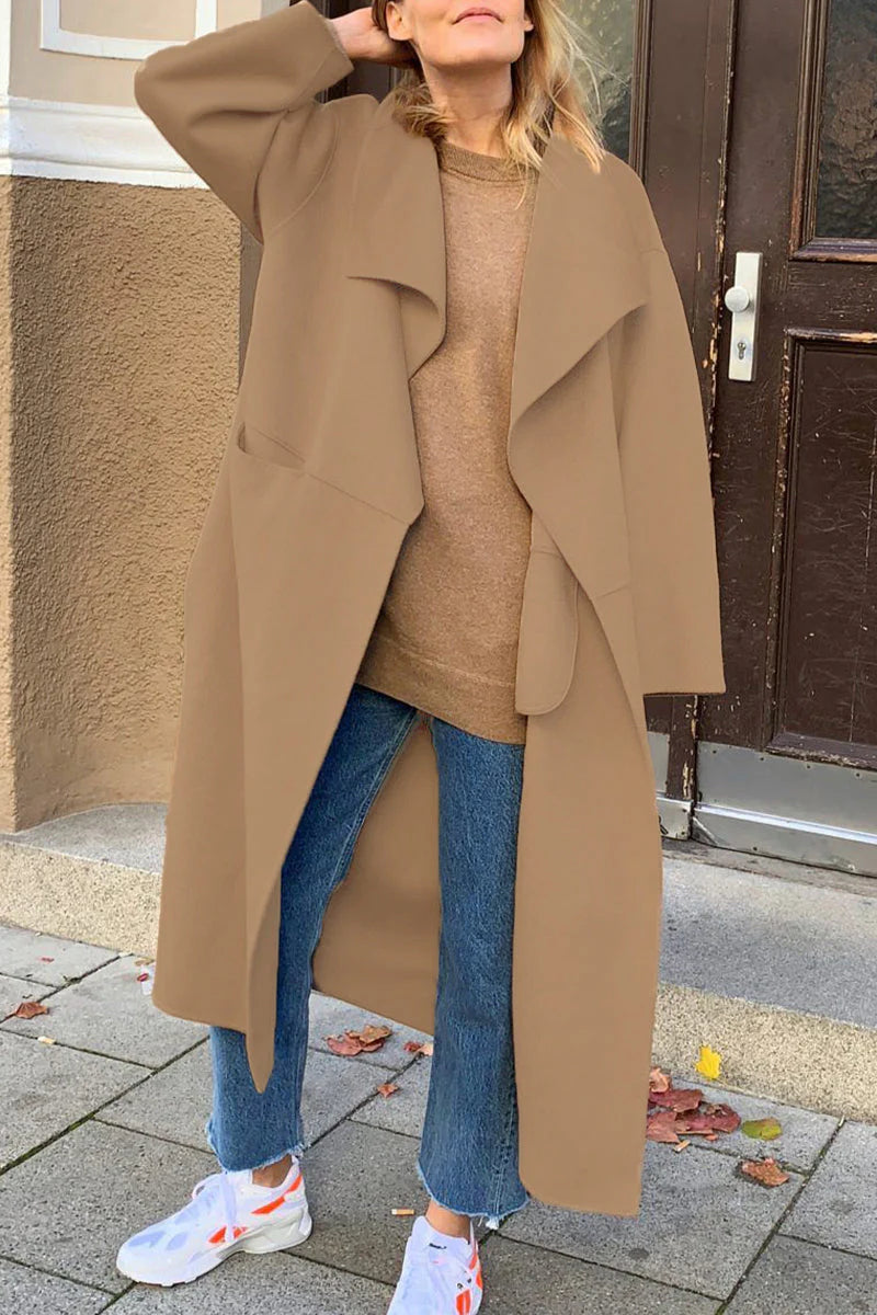 Solid Turndown Collar Outerwear W499801