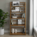 Solid Wood Ladder Bookcase Light Golden Brown 5 Shelves Y957