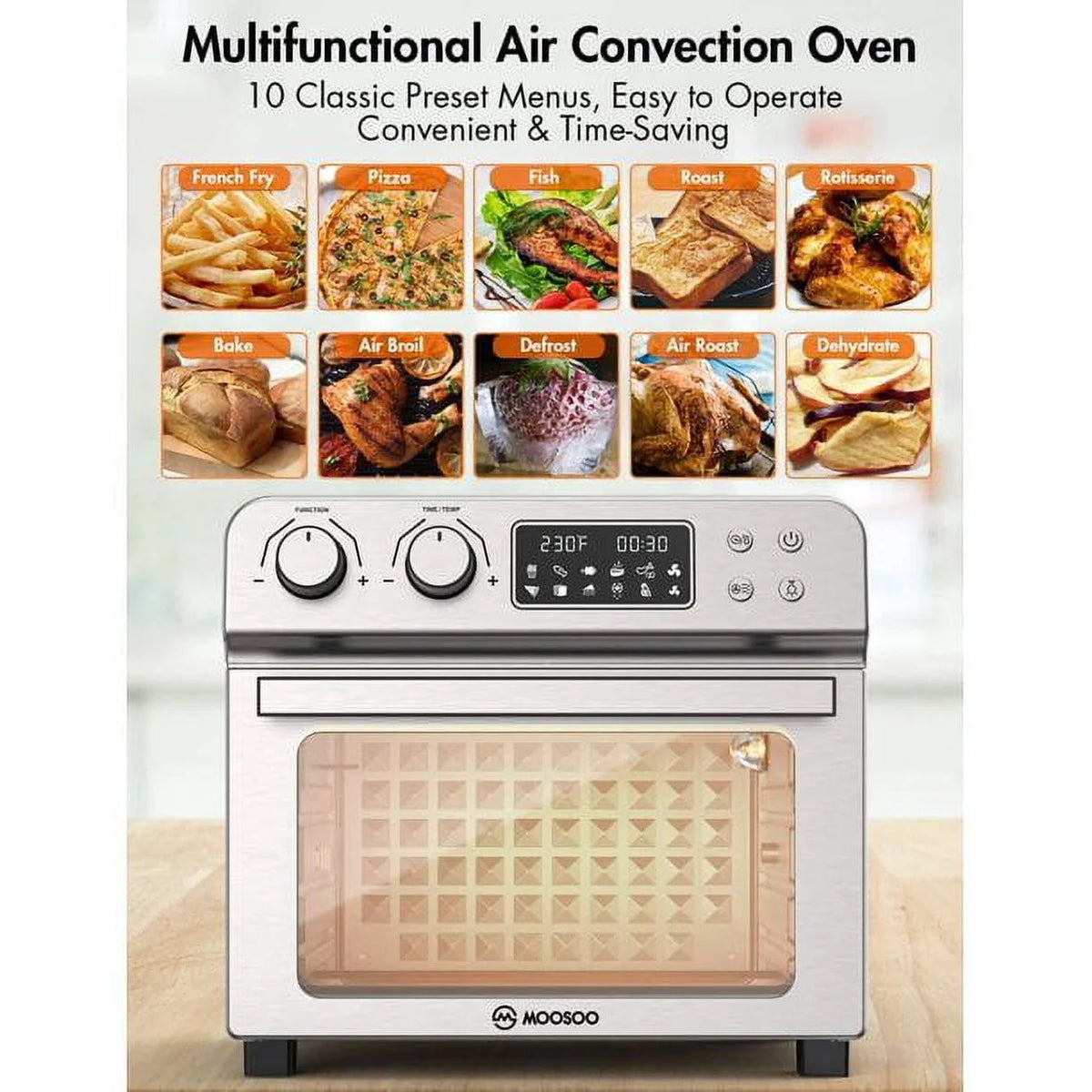 24.3 Quart Air Fryer Toaster Oven Combo with Rotisserie Dehydrator C293559