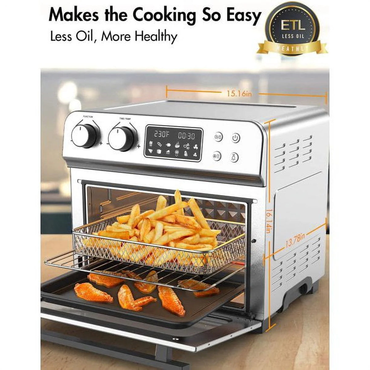24.3 Quart Air Fryer Toaster Oven Combo with Rotisserie Dehydrator C293559