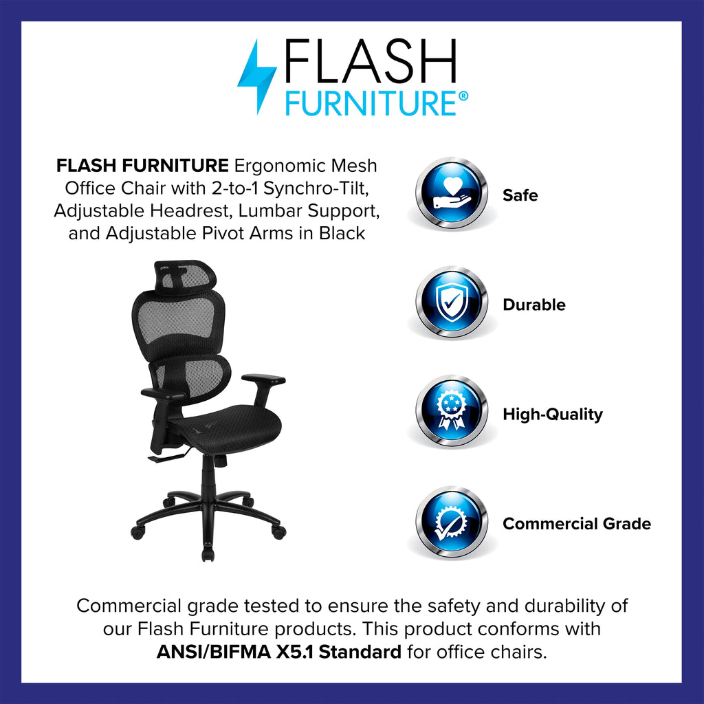 Ergonomic Mesh Office Chair with Lumbar Support in Black J6713