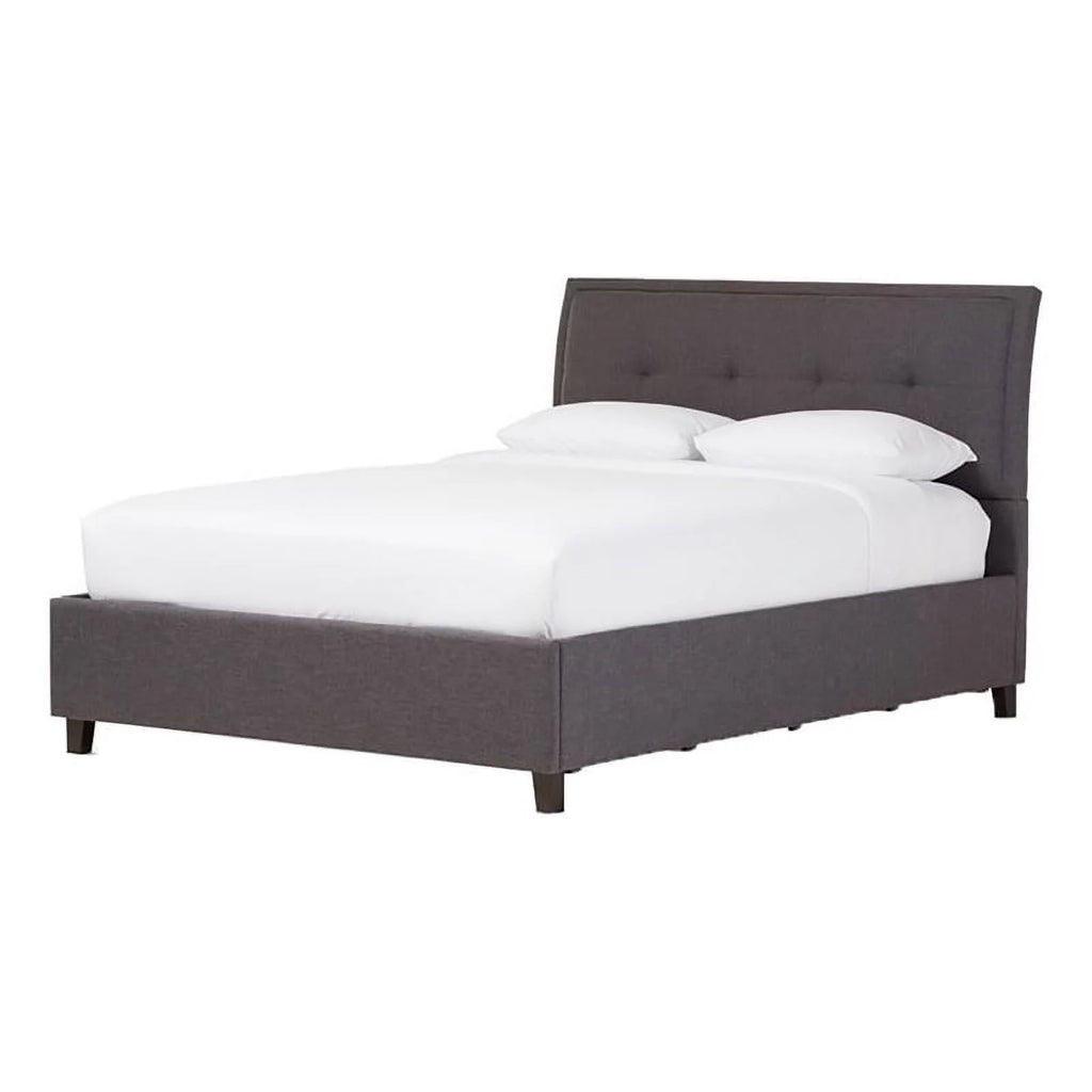 Modern Upholstered Fabric Queen Platform Bed in Dark Gray B77793