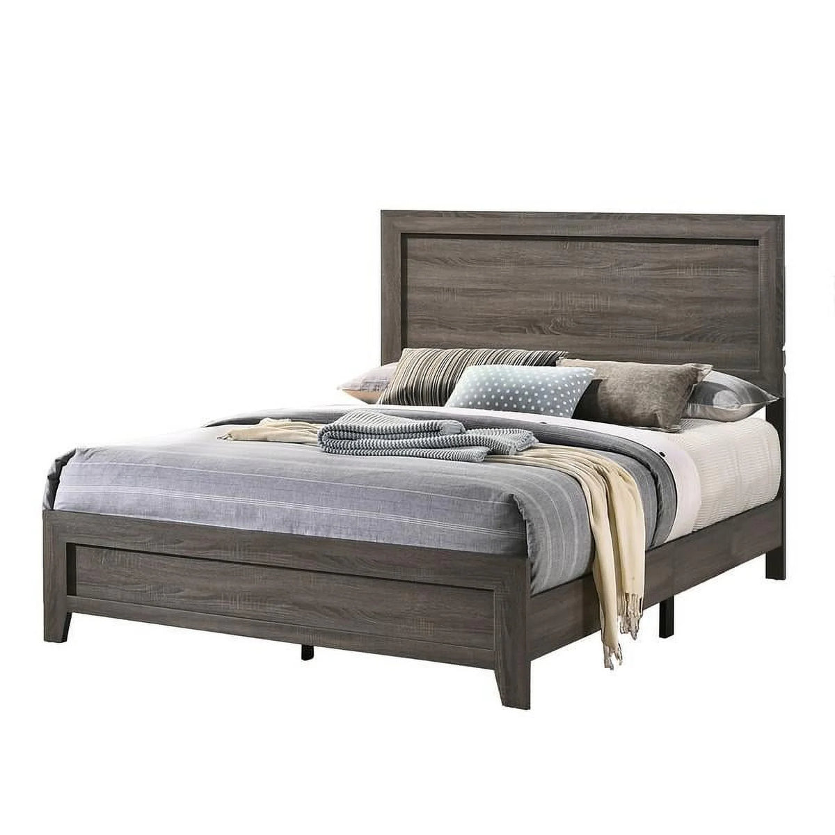 King Gray Wood Bed W466551