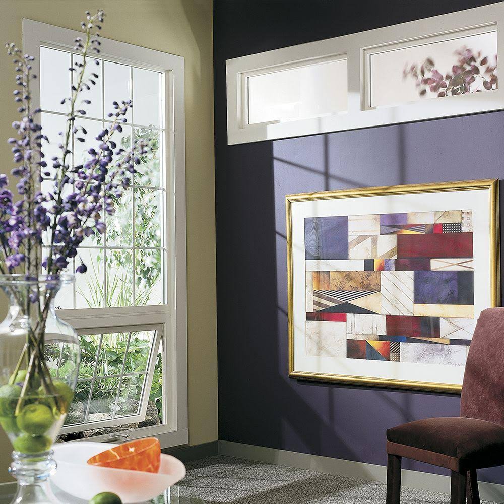 White Vinyl Awning Window with Colonial Grids O635559