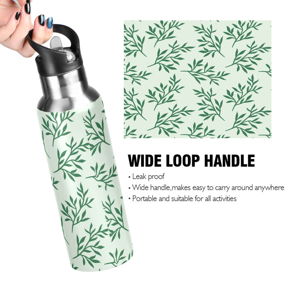 Green Stainless Steel Insulated Water Bottle with Straw Lid A39564