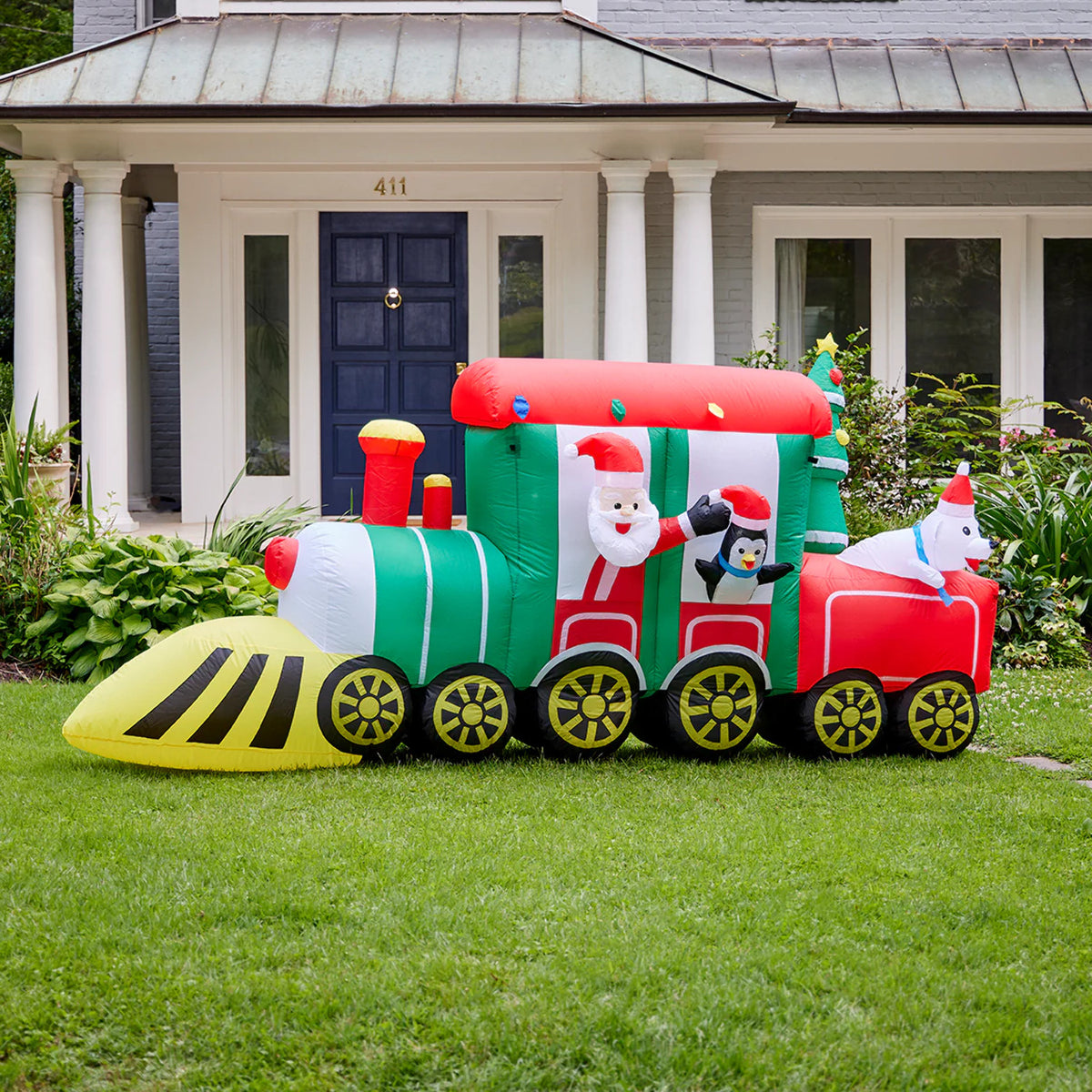 12ft wide Santa & Friends on Train Christmas Inflatable N430433