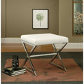 Contemporary Upholstered Stool Metal Base White S96668