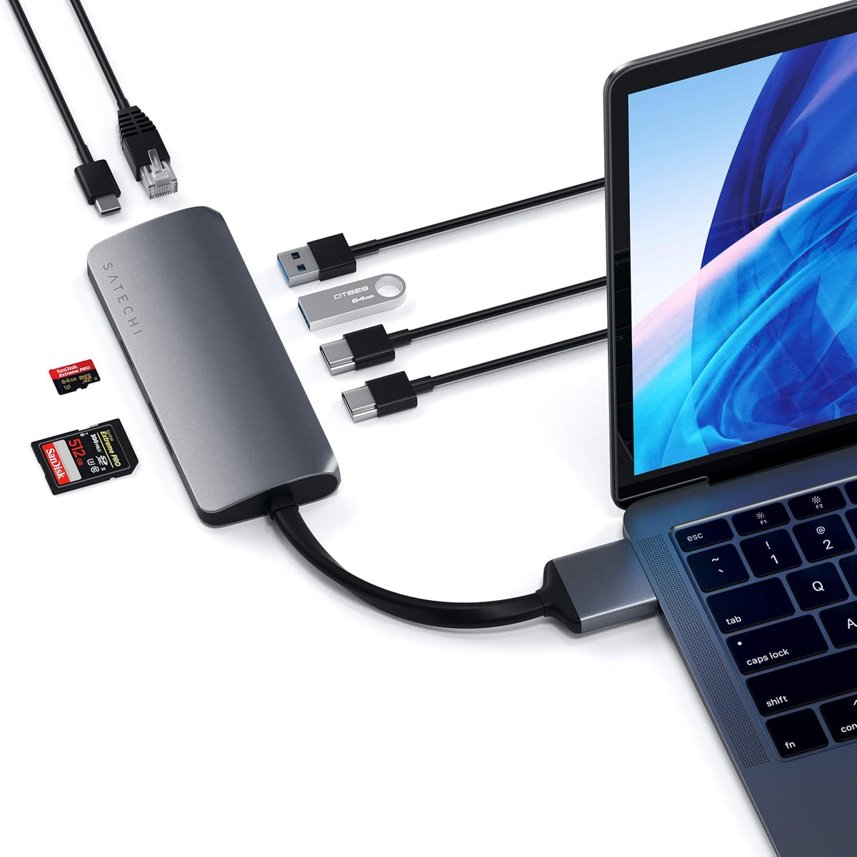 Type-C Dual Multimedia Adapter with Dual 4K HDMI, USB-C PD, Gigabit Ethernet, Micro/SD Card Readers, USB 3.0 (Silver) J32306