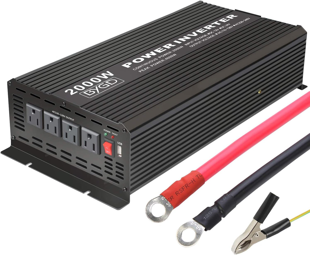 2000W Power Inverter 12V to 110V Modified Sine Wave with 4 AC Outlets N906
