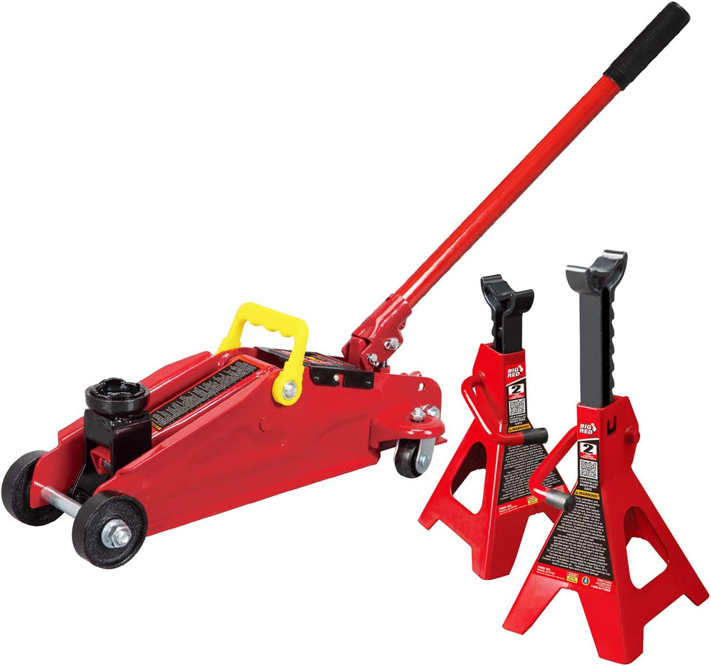 2 Ton Hydraulic Trolley Floor Jack with 2 Jack Stands M218668