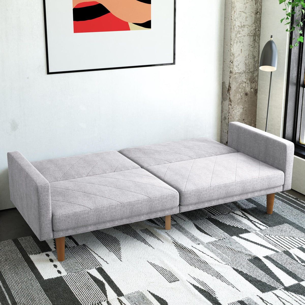 Light Gray Linen Convertible Sofa Bed with USB Port A406