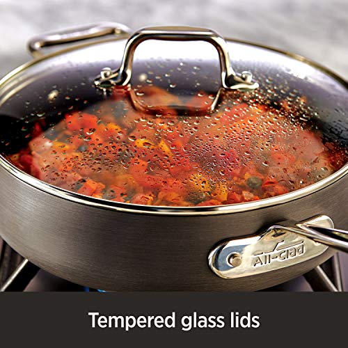 Hard Anodized Nonstick Saute Pan with Lid and Fry Pan Set 4 Quart 10 Inch Black Cookware E569