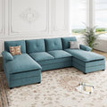 110" U-Shaped 4 Seat Sectional Sofa with Double Chaise, Beige P975