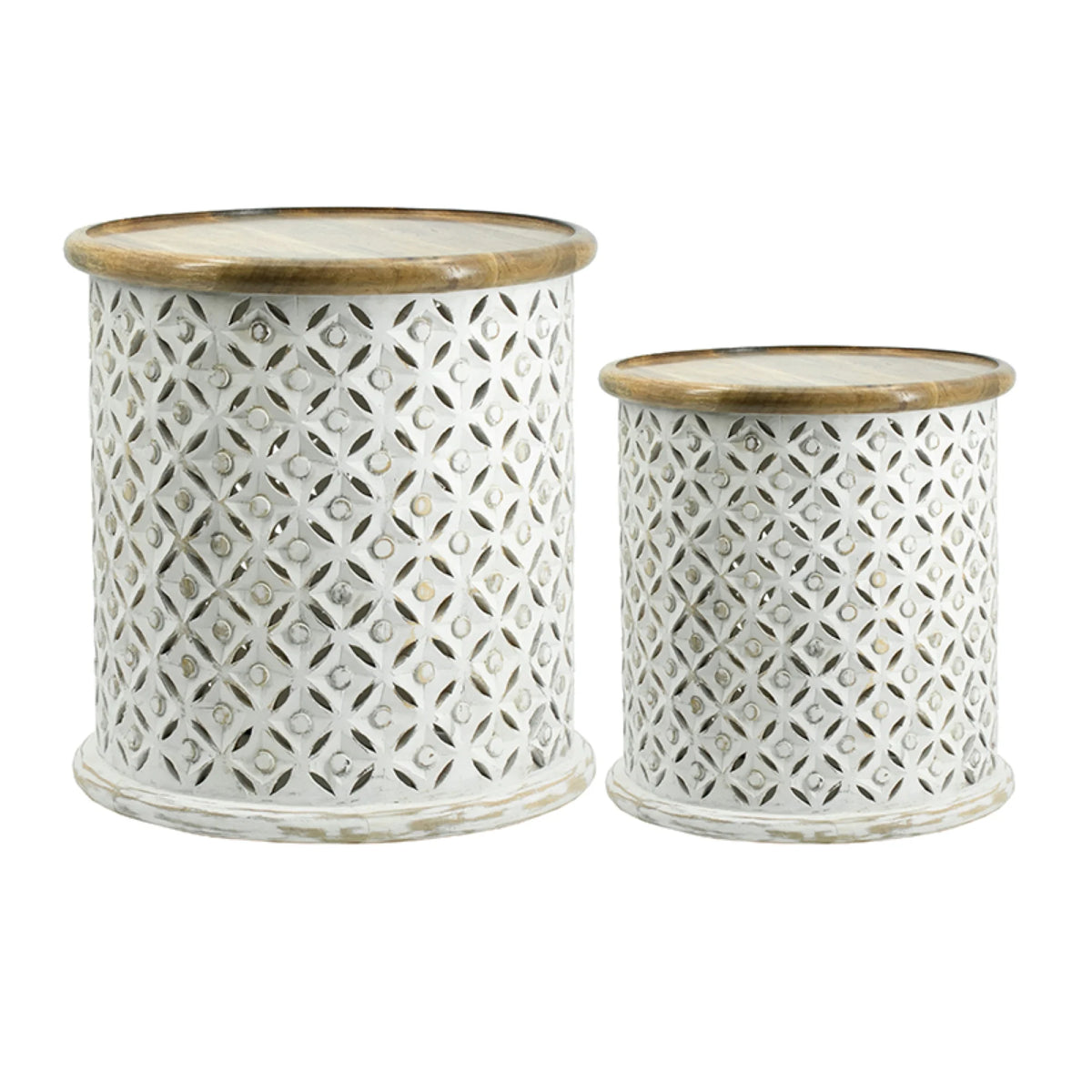 White and Brown Wooden Side Tables 2ct R7833