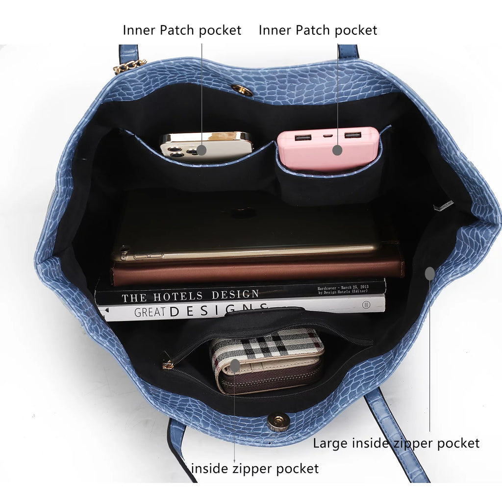 Oversize Tote Handbag & Wallet Set W955