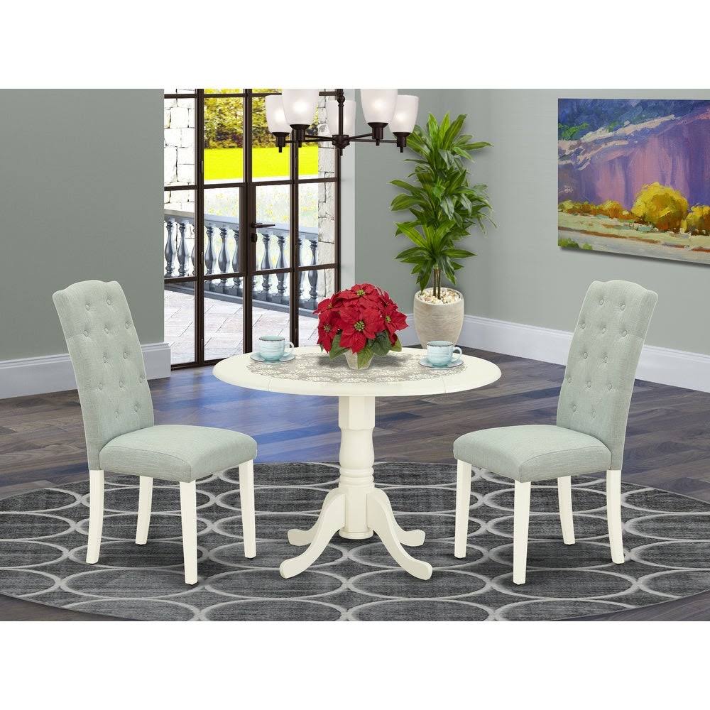 3 Piece Linen White Baby Blue Dinette Set R8001