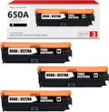 3PK Black 650A CE270A Remanufactured Toner Cartridges for HP M750n M750dn M750xh CP5525n CP5525dn CP5525xh Printer K958