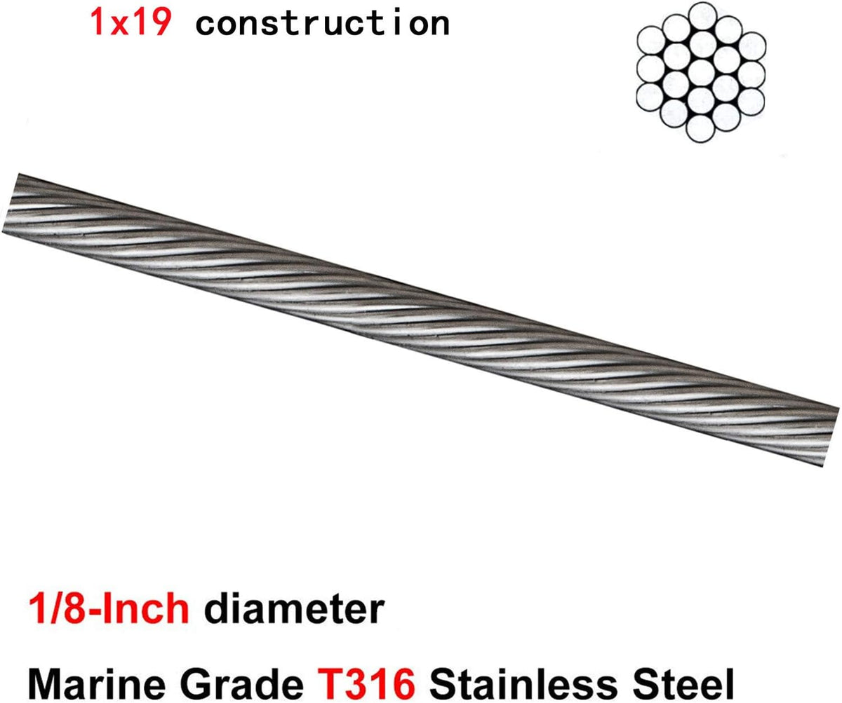 1/8" 1x19 Stainless Steel Wire Rope 500ft V275284