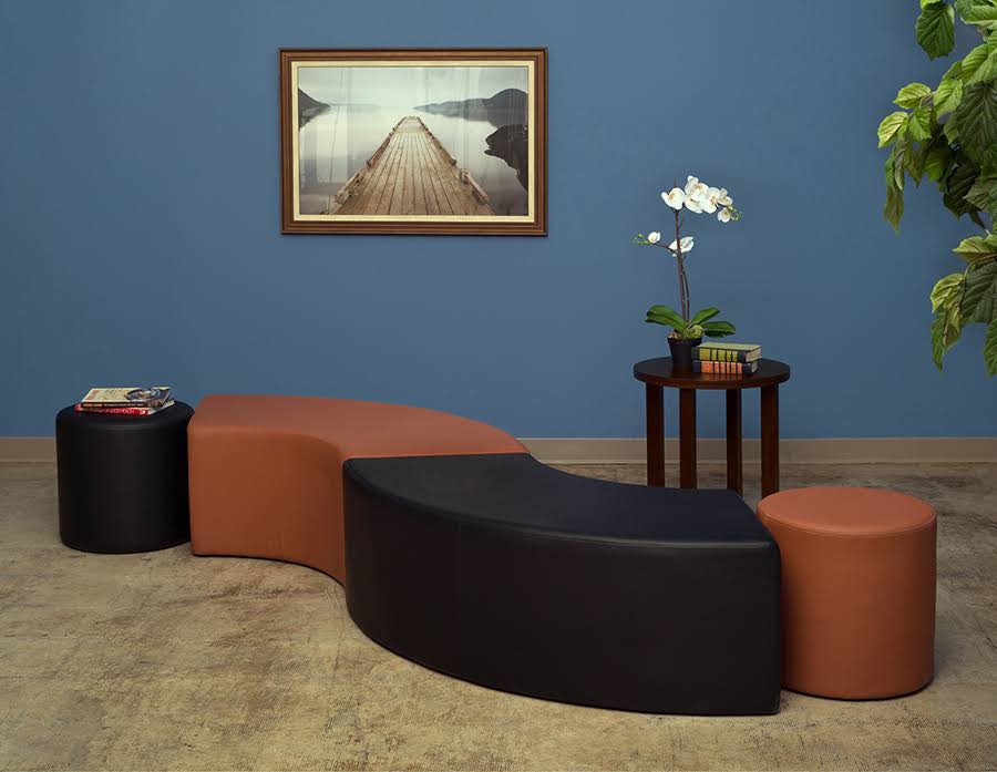 Naval Blue Round Ottoman Z388