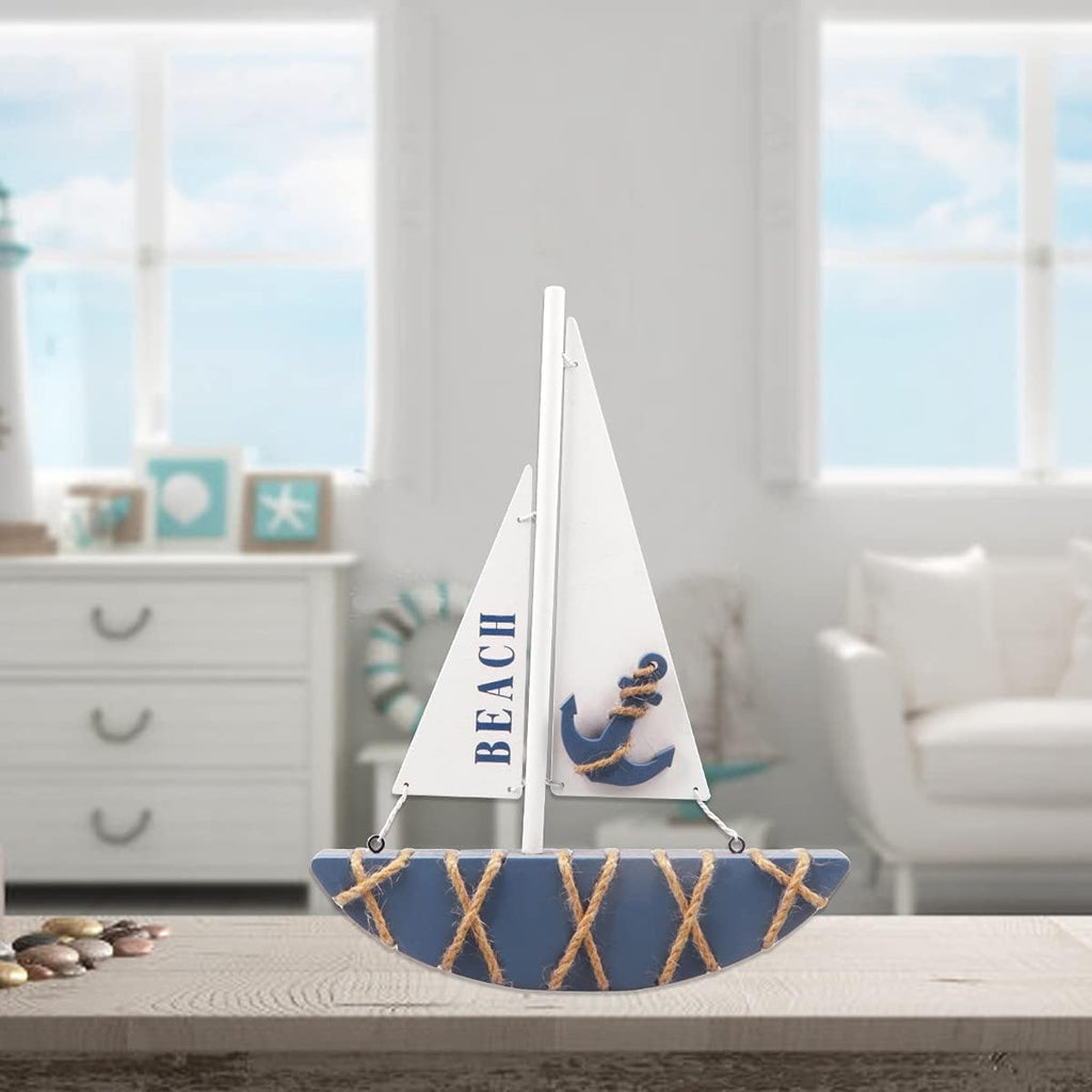 Wooden Sailboat Decoration (8.3 x 1.18 x 11 Inches) P2887