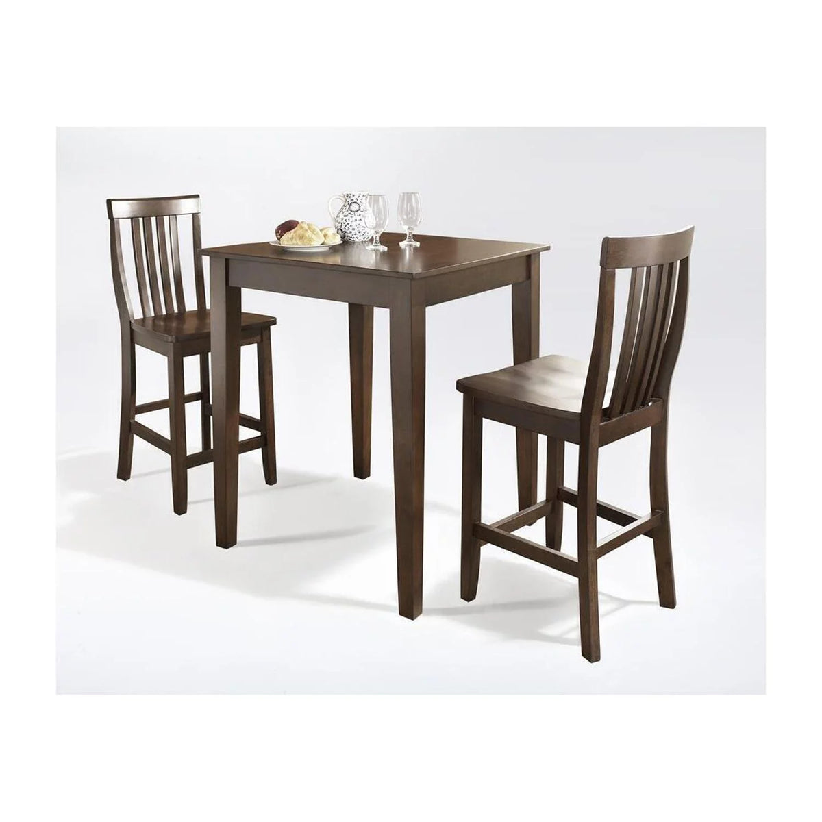 3Pc Mahogany Pub Dining Set with 2 Counter Stools F3329
