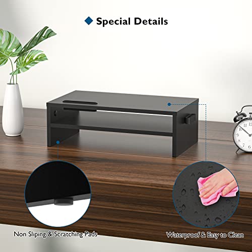 Wooden 2-Tier Monitor Stand Riser with Storage Organizer B238368