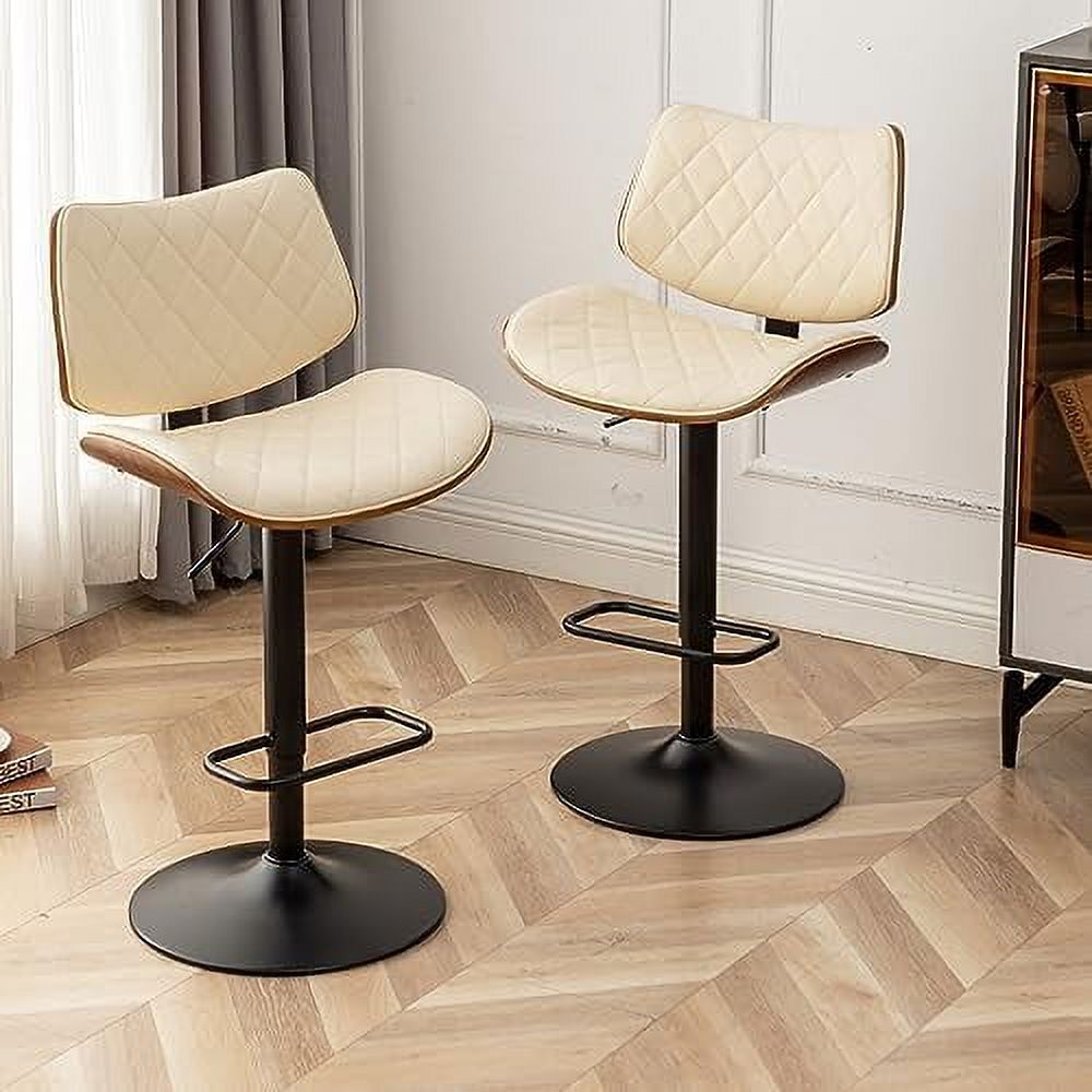 Green Leather Swivel Counter Height Stools Set of 2 W28311