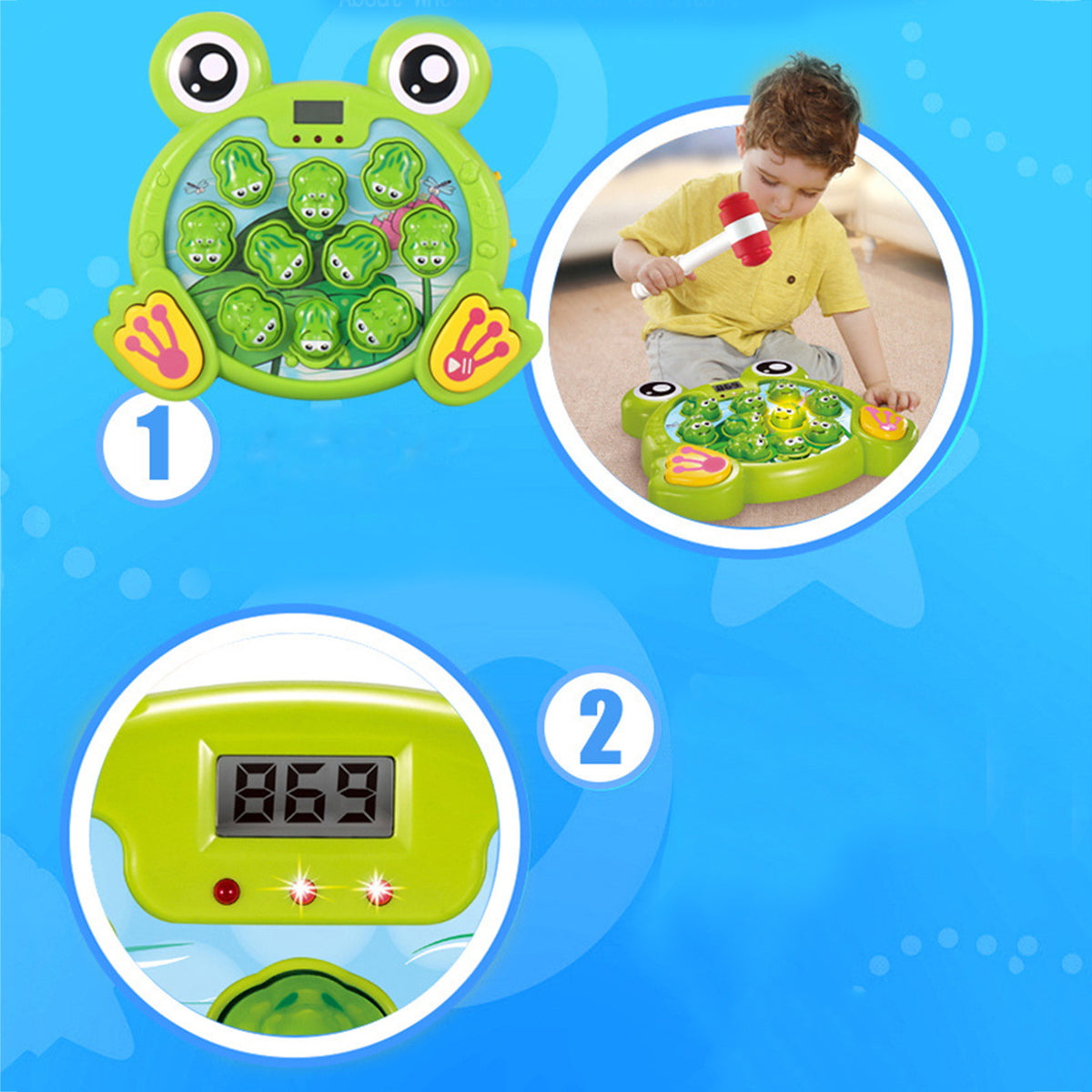 Interactive Whack A Frog Game For Toddler Learning Toy With 2 Hammers L11141