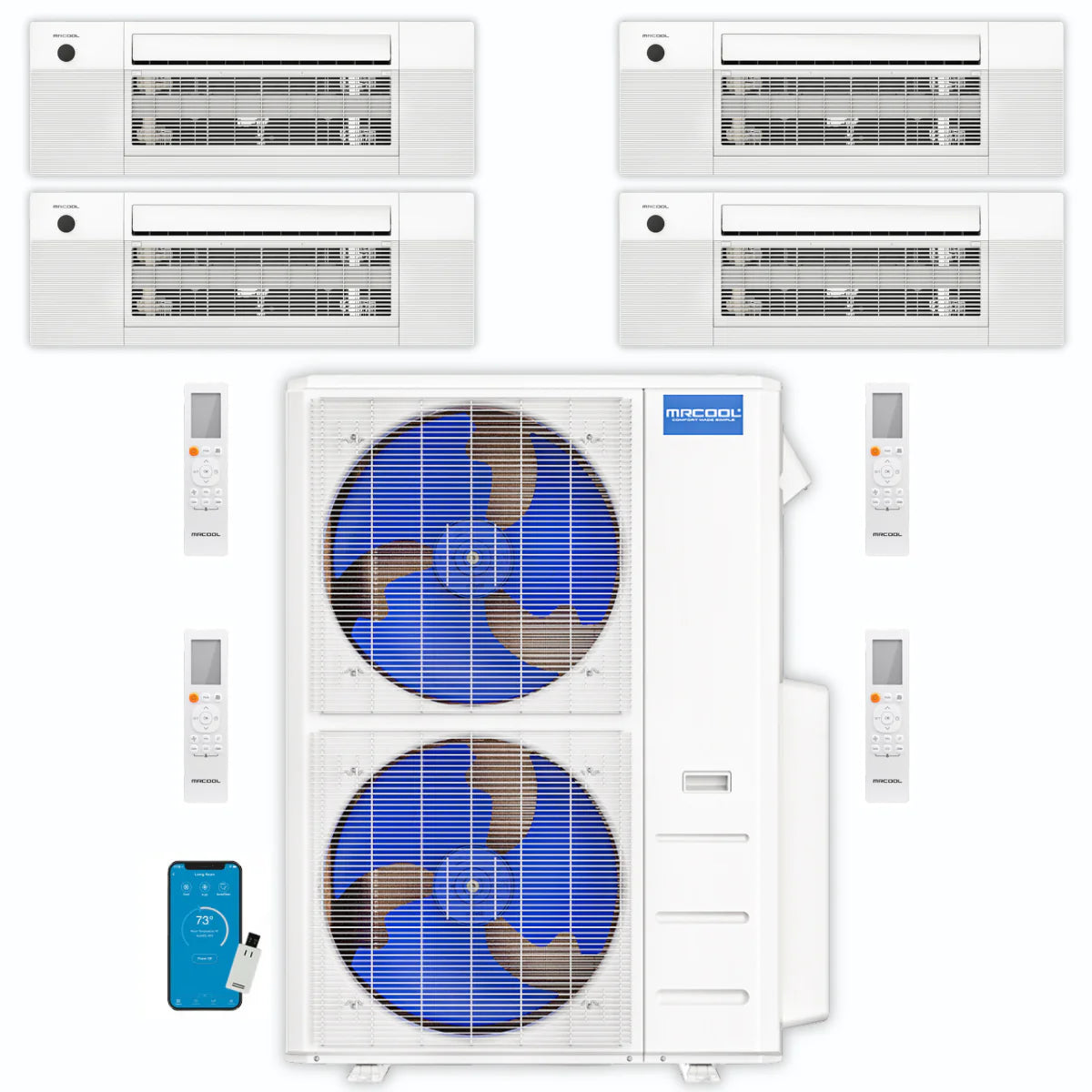 42,000 BTU 4 Zone Ceiling Cassette Ductless Air Conditioner and Heat Pump H82366